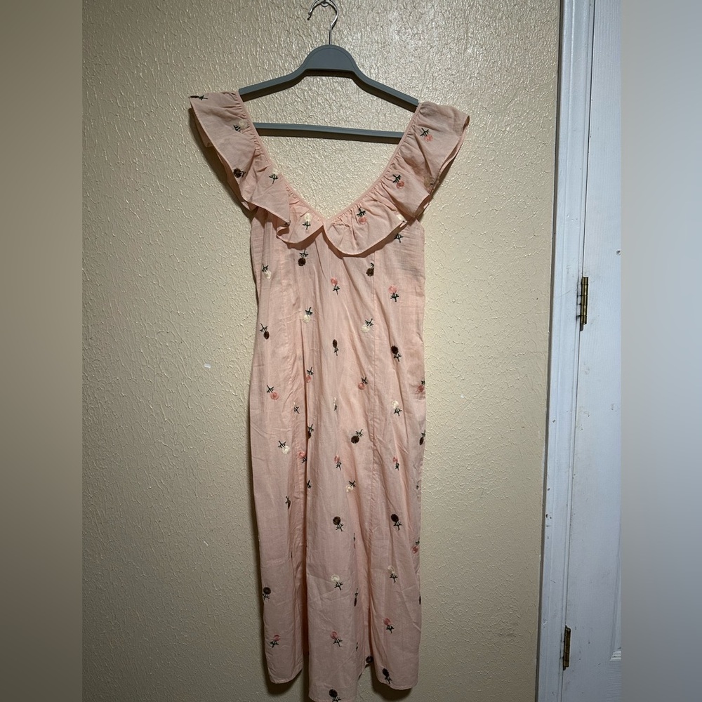 TAYLOR TILLMAN Dress Floral Embroidery‎ Tencel Cotton Blend Size XS